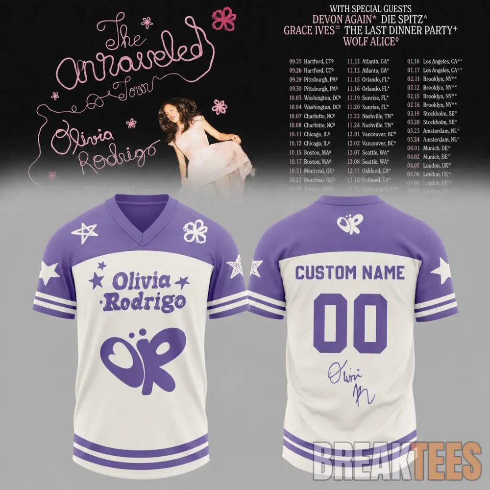 Olivia Rodrigo The Unraveled Tour 2026 Custom Football Jersey