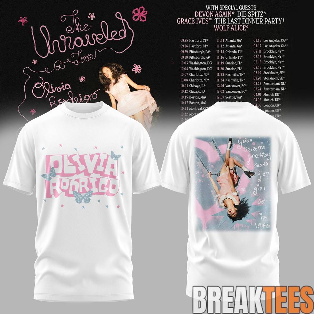 Olivia Rodrigo The Unraveled Tour 2026 Pretty Sad in Love T-Shirt