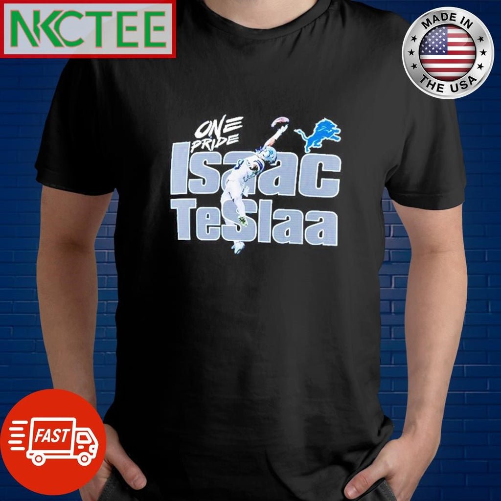 One Pride Isaac TeSlaa fly hold ball Detroit Lions shirt