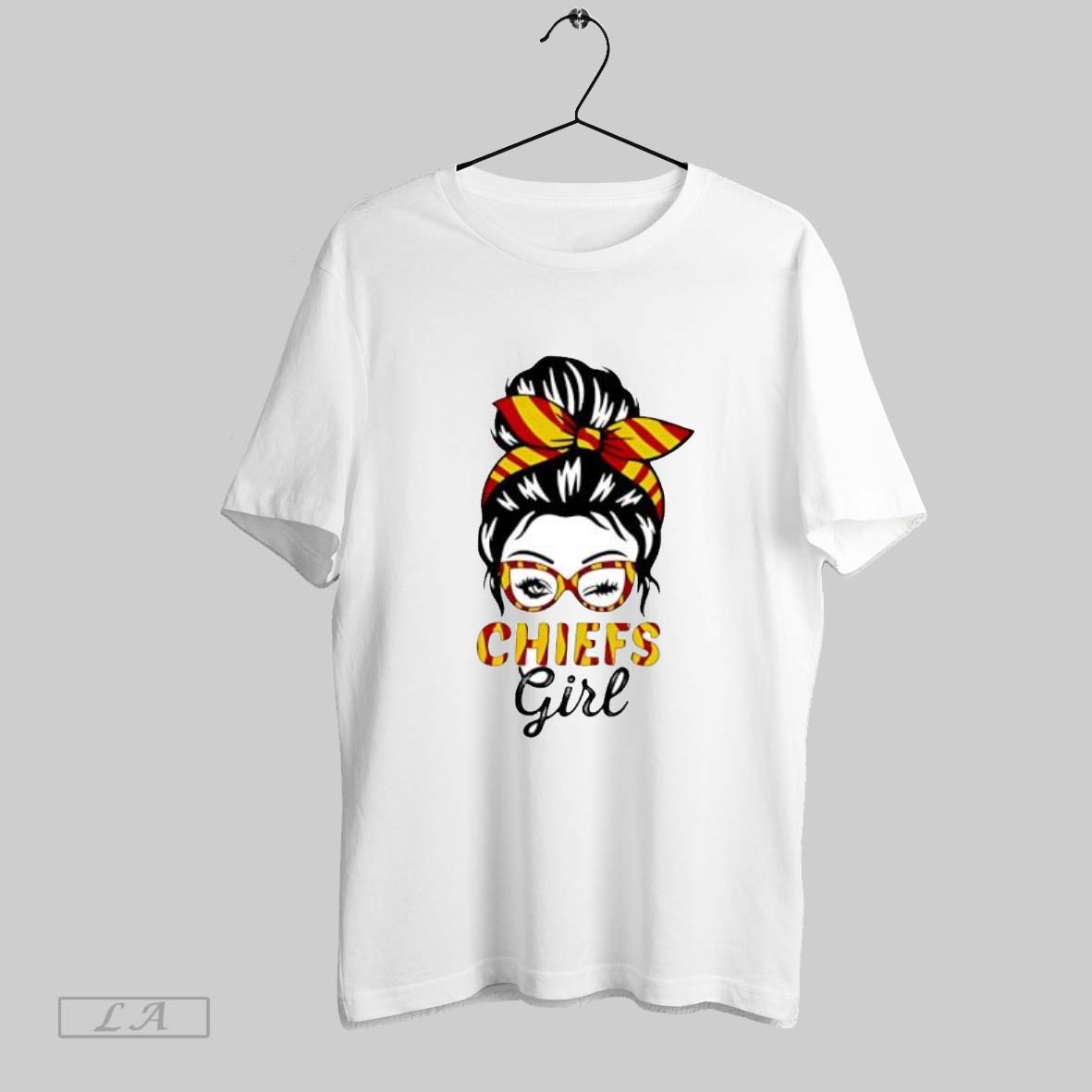 Original Chiefs Girl Winking Eye Messy Bun Leopard Print Football