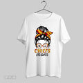 Original Chiefs Mom Winking Eye Messy Bun Leopard Print Football