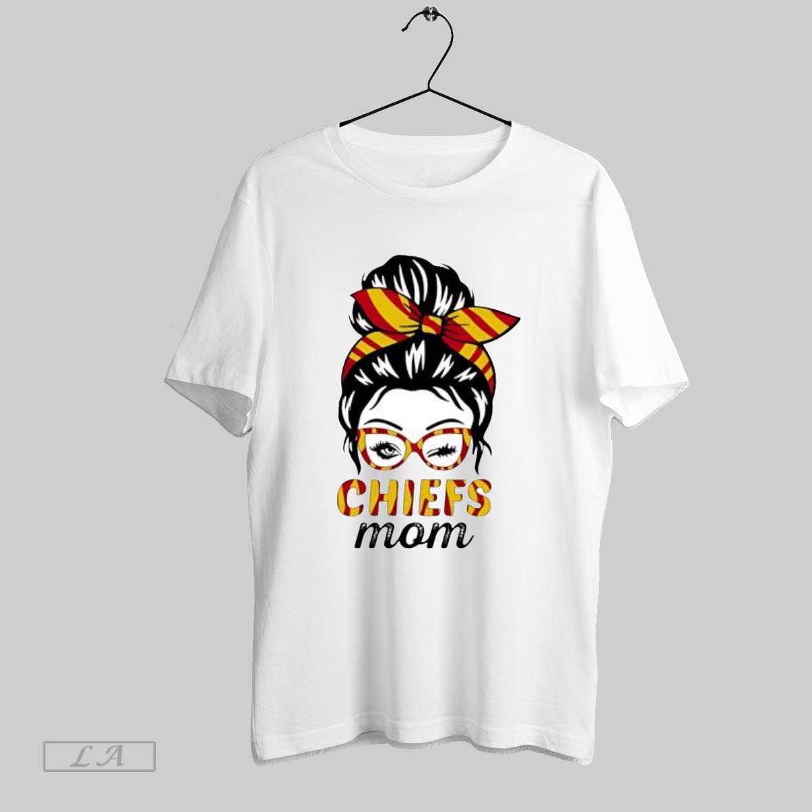 Original Chiefs Mom Winking Eye Messy Bun Leopard Print Football