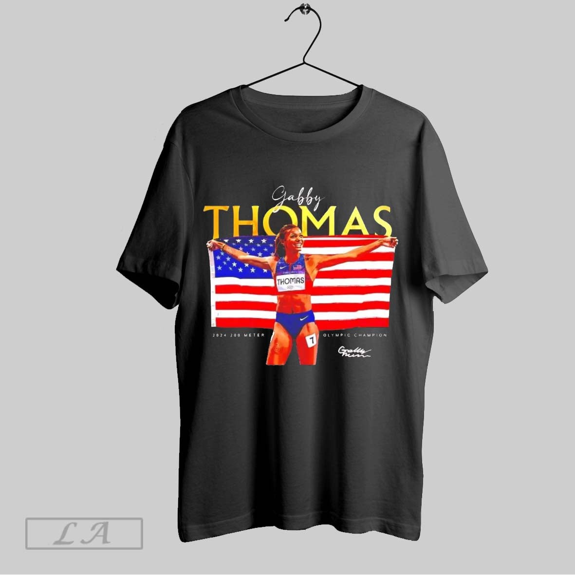 Original Gabby Thomas Olympics Gold Medalist Us Flag Ladies