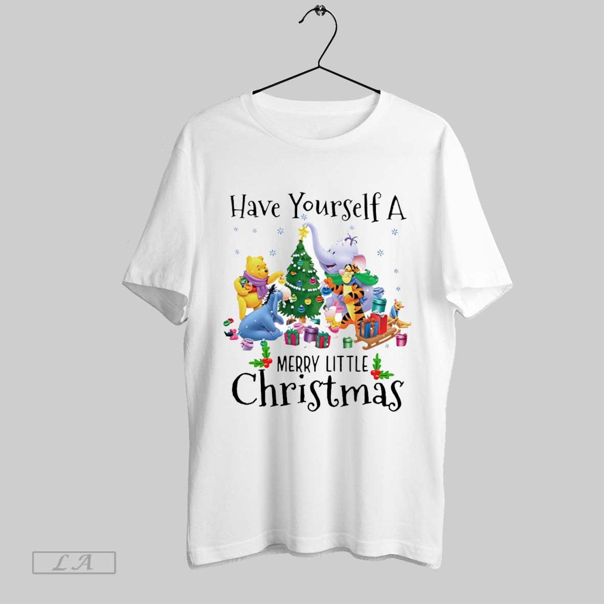 Original Have Yourself Merry Little Christmas Pooh And Friends White Poster