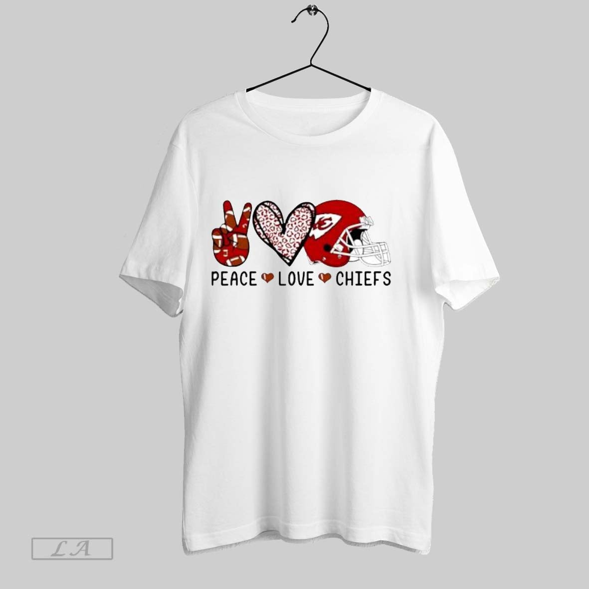Original Peace Love Chiefs Football Fan Red And White Leopard Print Posters White
