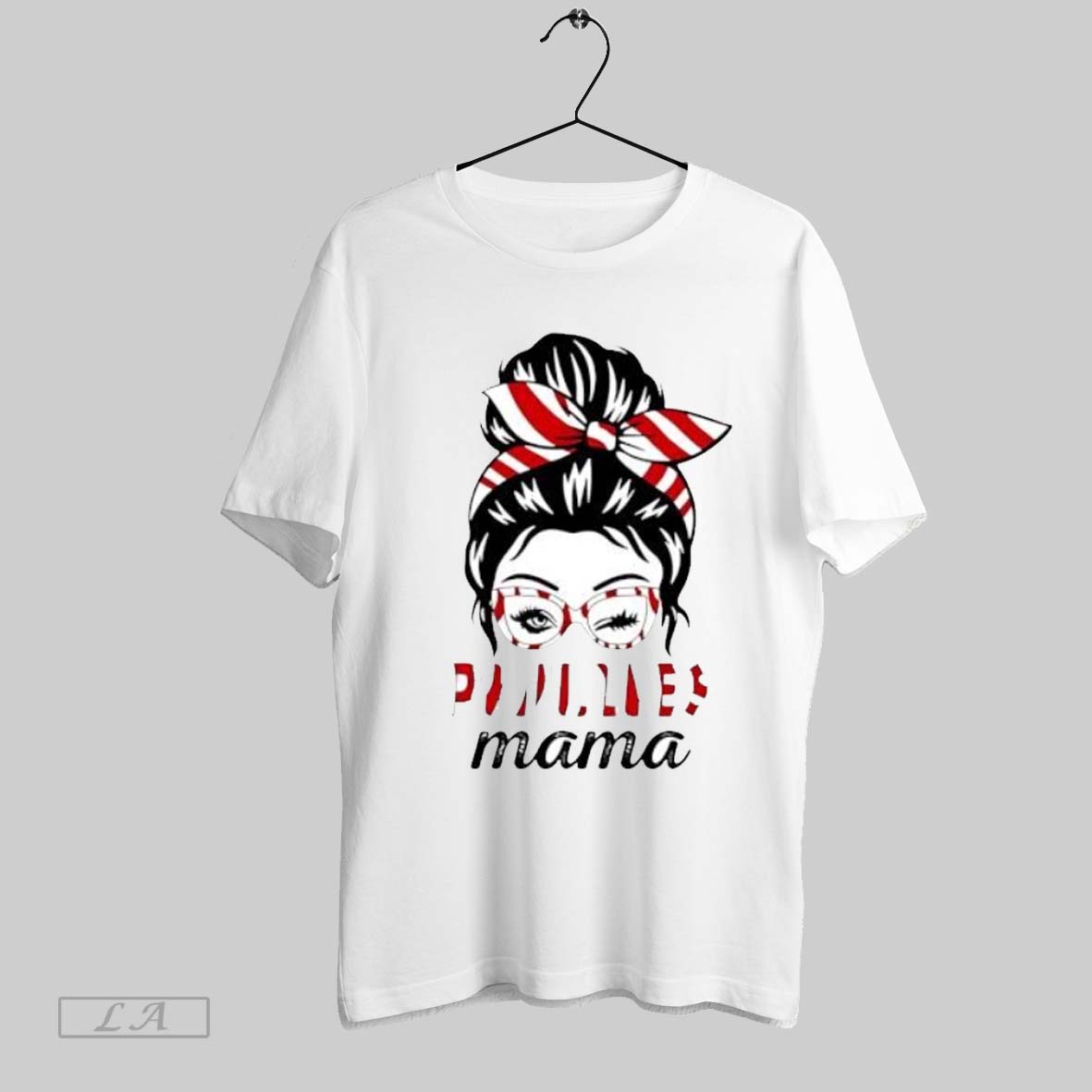 Original Phillies Mama Messy Bun Winking Eye Baseball Glasses Fan