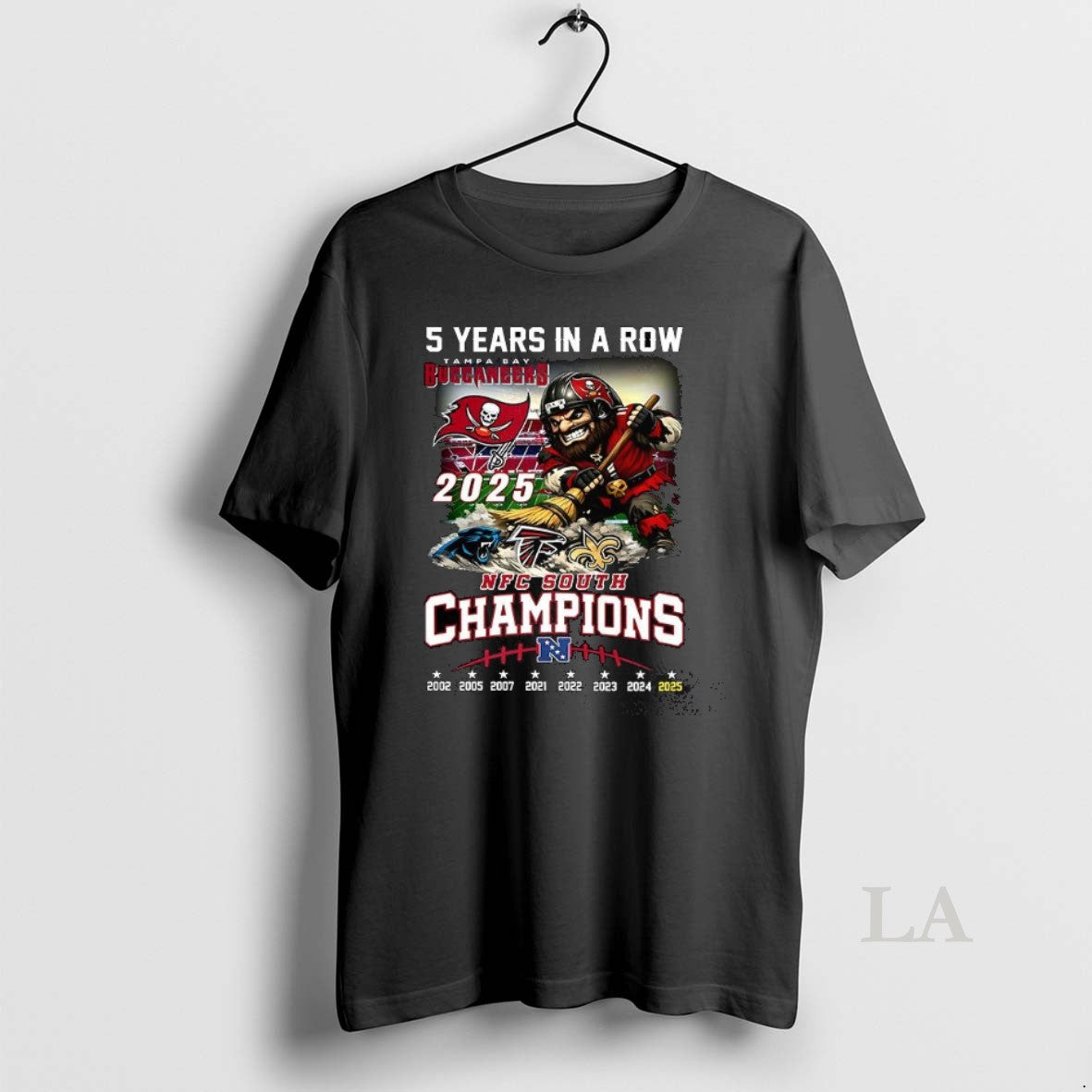 Original Tampa Bay Buccaneers Nfc South Champions 5 Years In A Row Mascot Sweeps Away