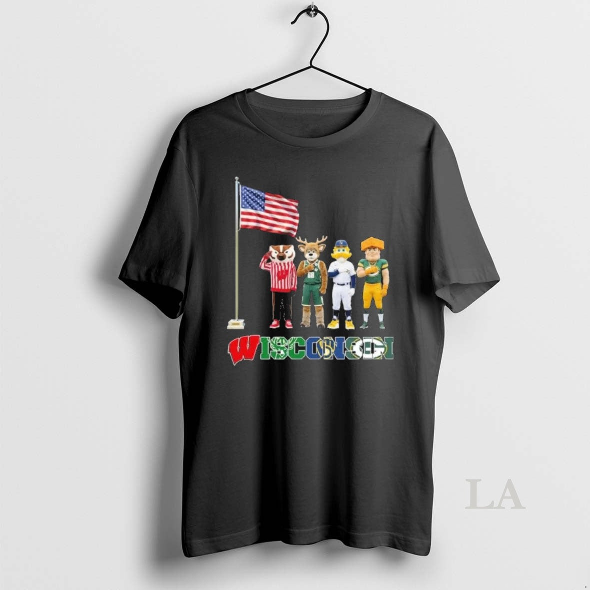Original Wisconsin Sports Mascot Freedom American Flag