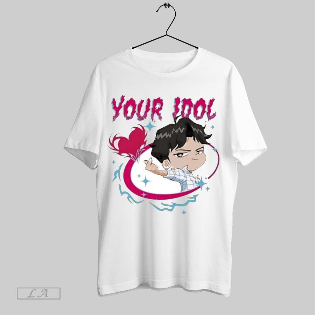 Original Your Idol Cute Chibi Anime Cartoon Pointing Finger Heart Graphic