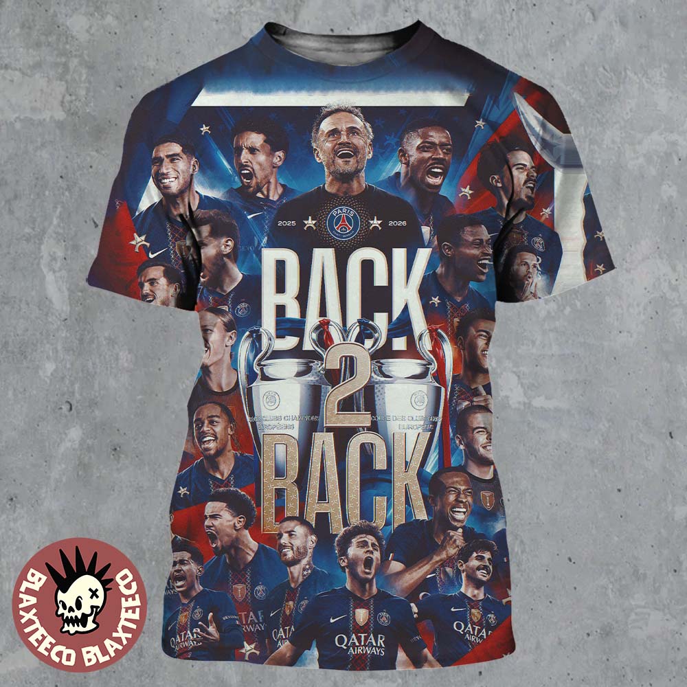 Paris Saint-Germain PSG Back 2 Back 2025 2026 UEFA Champions League Champions All Over Print Shirt