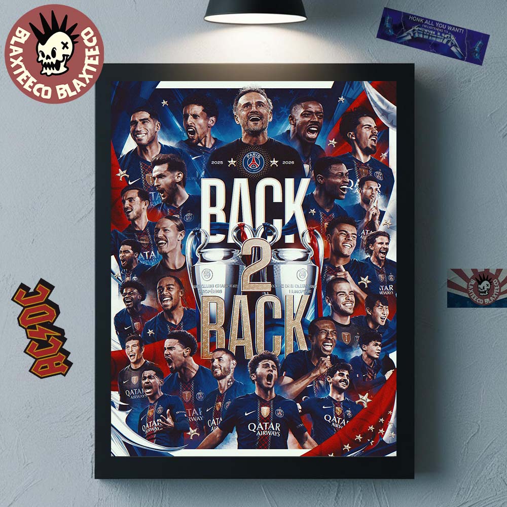Paris Saint-Germain PSG Back 2 Back 2025 2026 UEFA Champions League Champions Home Decor Poster Canvas