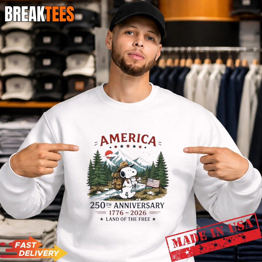 Peanuts Snoopy America 250th Anniversary 1776 2026 Land Of The Free T-Shirt