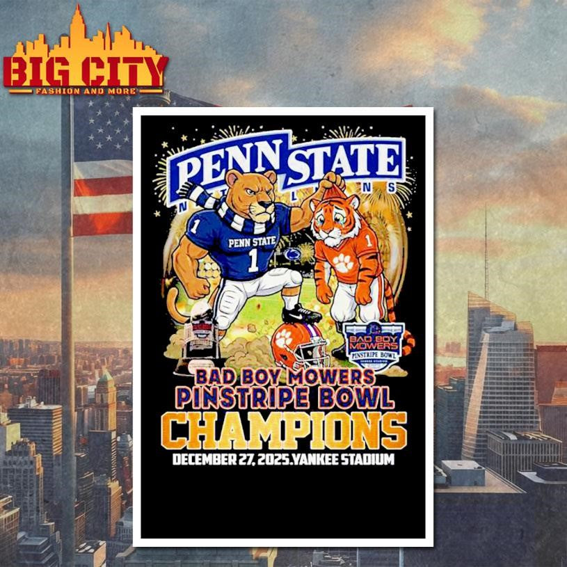 Penn State Nittany Lions 2025 Dad Boy Mowers Pinstripe Bowl Champions Vintage Shirt