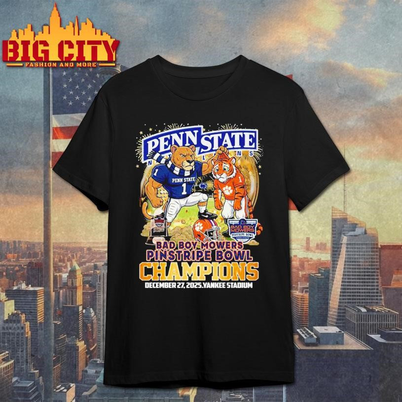 Penn State Nittany Lions 2025 Dad Boy Mowers Pinstripe Bowl Champions Vintage Shirt
