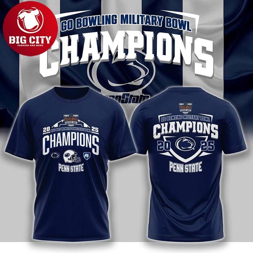 Penn State Nittany Lions Football 2025 Pinstripe Bowl Champions Two Sided Shirt
