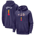 Phoenix Suns #1 Devin Booker Purple 2023 24 City Edition Name & Number Pullover