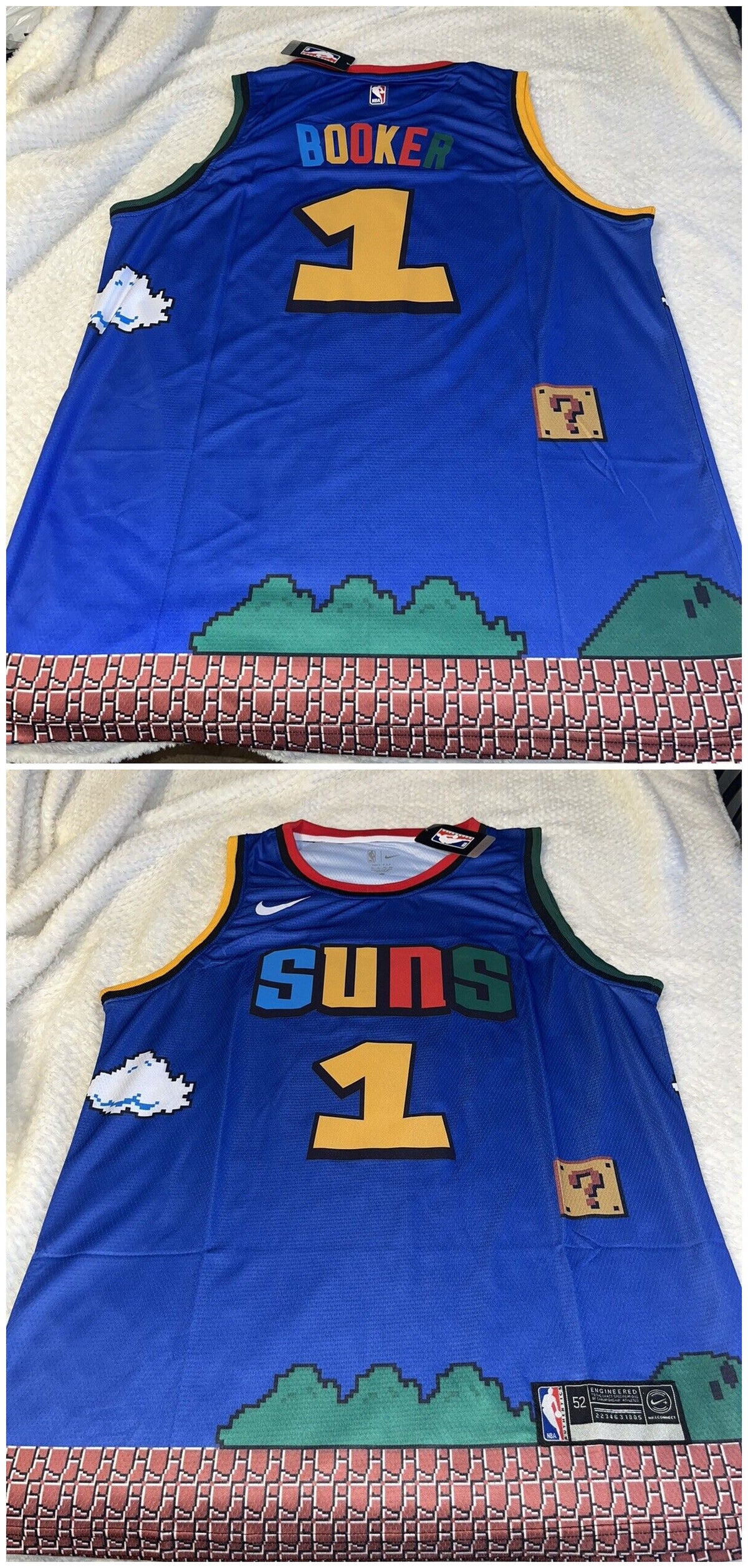 Phoenix Suns #1 Devin Booker Purple Print Basketball Jersey