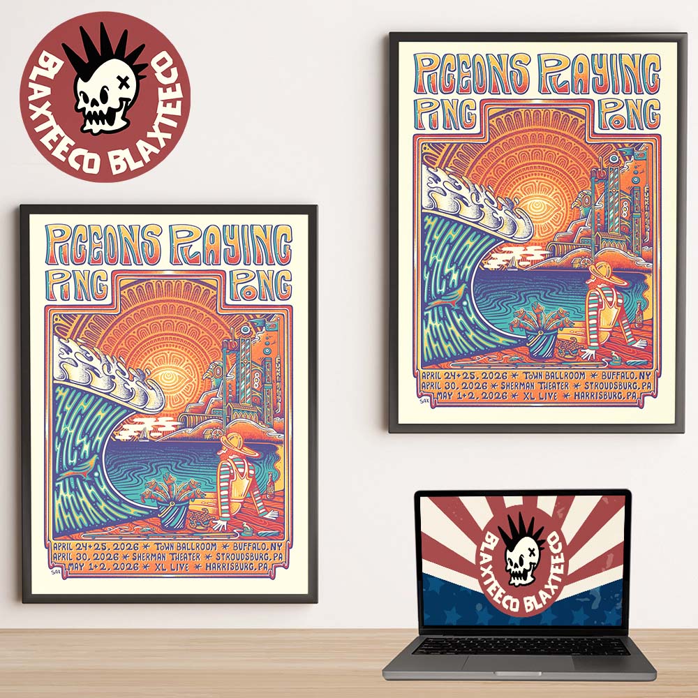 Pigeons Playing Ping Pong Upcoming Shows Poster In New York And Pennsylvania 2026 On April 24 25 30 And May 1 2 2026 Poster Canvas