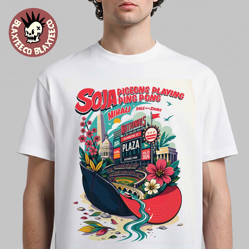Pigeons Playing Ping Pong Washington DC 2026 Show Poster At Plaza Stage At Nationals Park On August 1 2026 T-Shirt