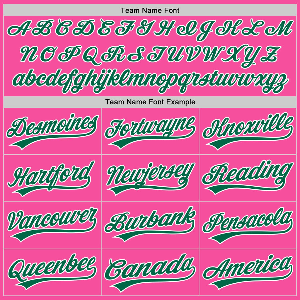 Custom Pink White Pinstripe Kelly Green Authentic Baseball Jersey