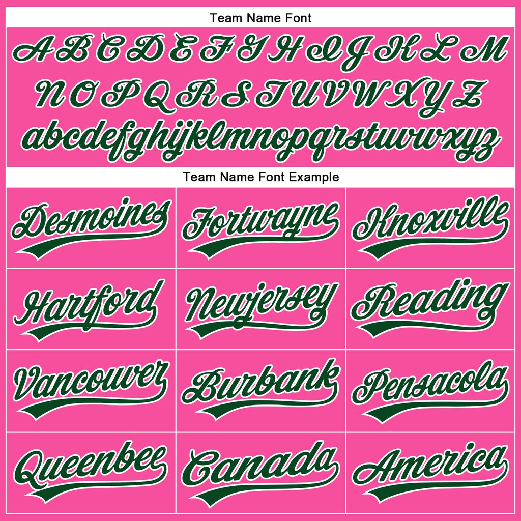 Custom Pink White Pinstripe Green Authentic Baseball Jersey