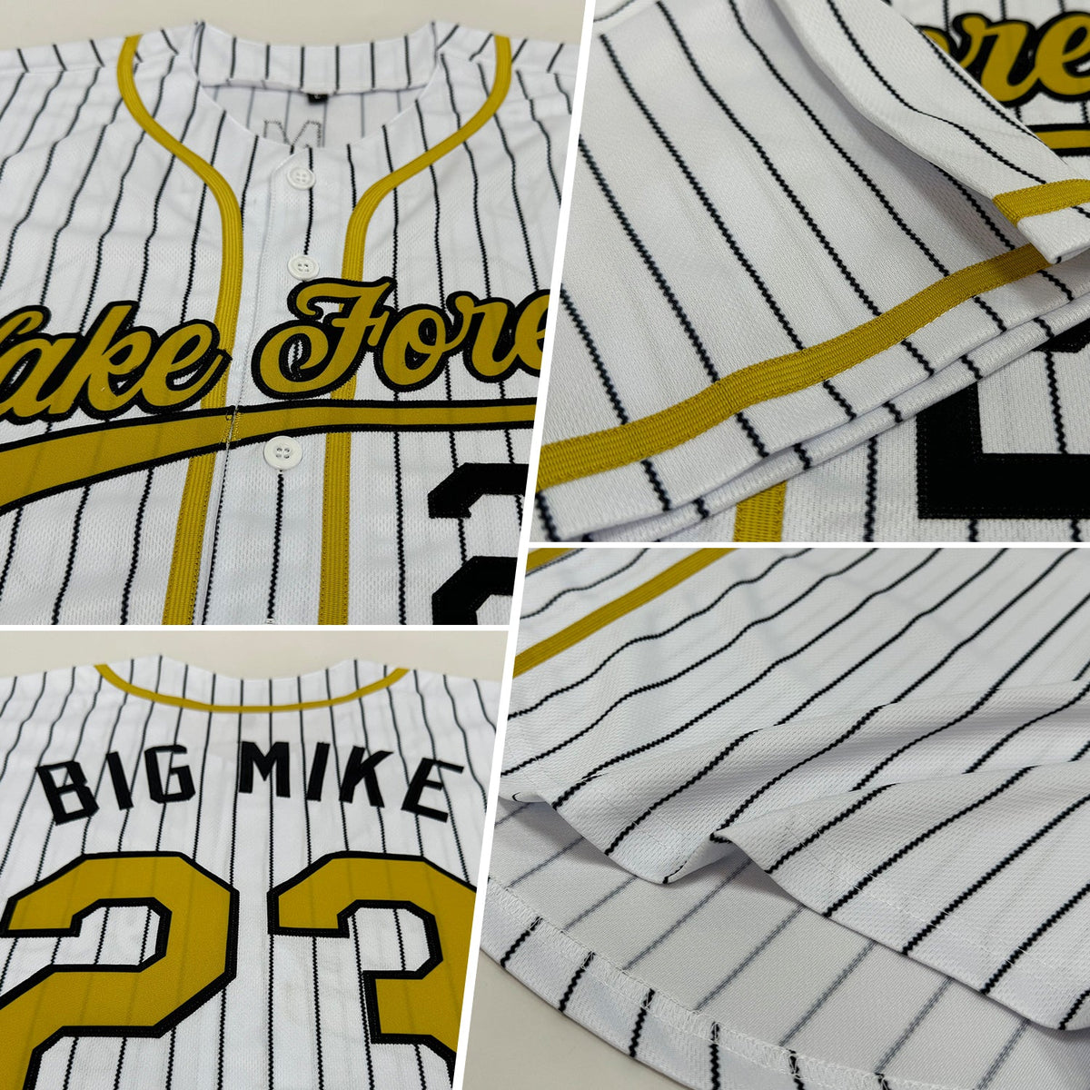 Custom White Orange Pinstripe Black-Orange Authentic Baseball Jersey