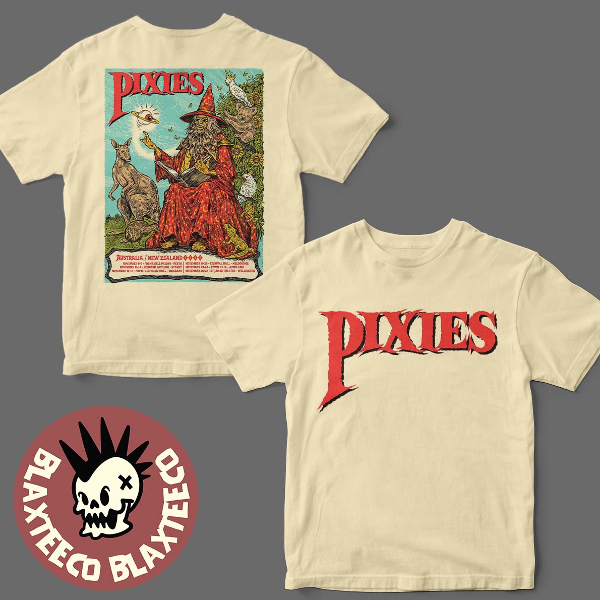 Pixies Australia And New Zealand 2025 Tour On November Dates And Cities Schedule The Wizard Art Two Sided T-Shirt