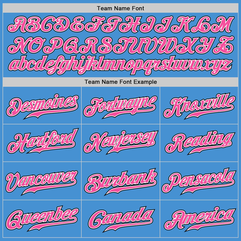 Custom Powder Blue Black Pinstripe Pink-White Authentic Baseball Jersey