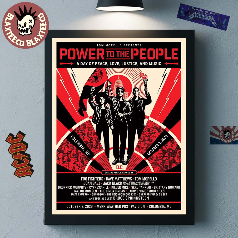 Power To The People 2026 Concert Official Poster With Lineup In Columbia MD At Merriweather Post Pavilion On October 3 2026 Poster Canvas