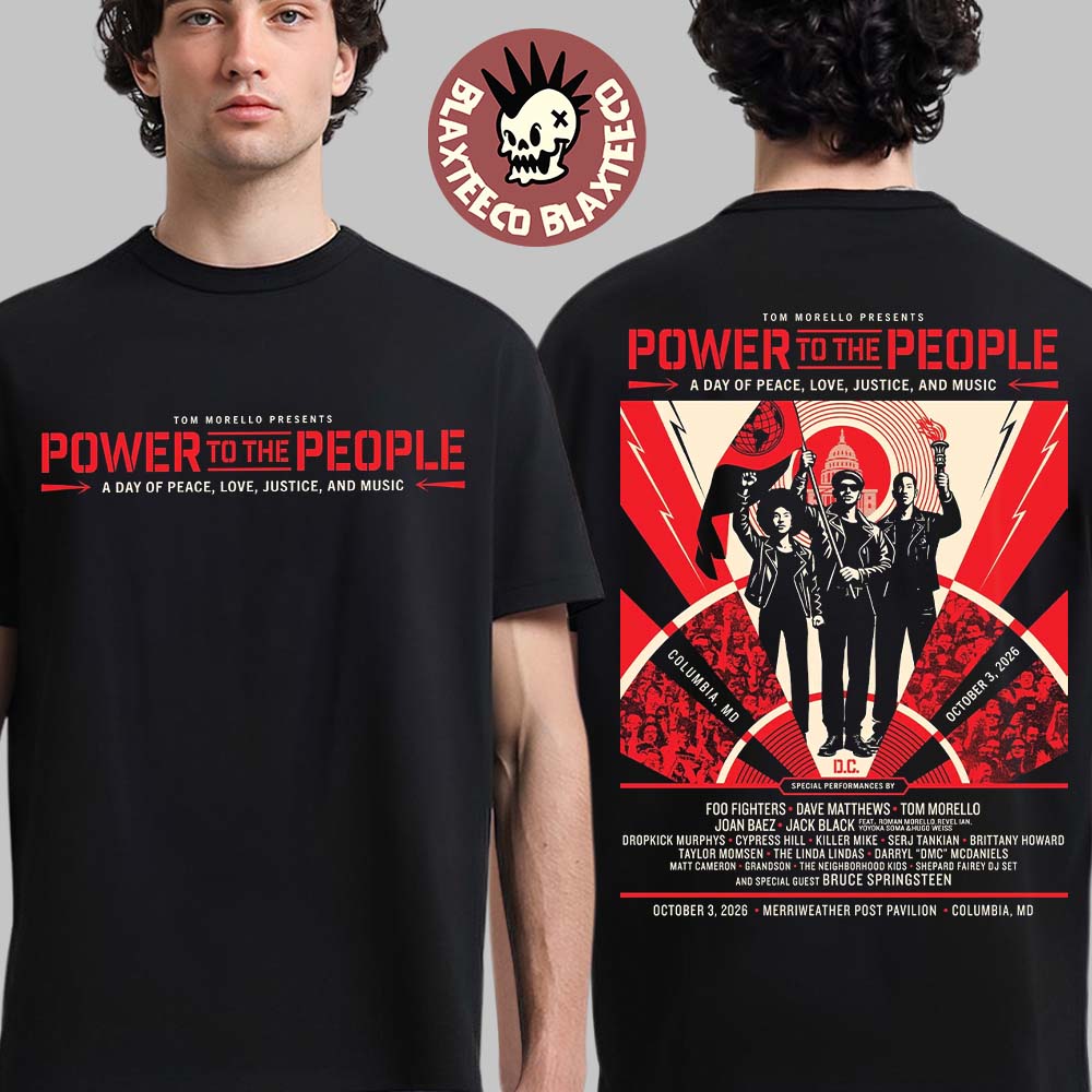 Power To The People 2026 Concert Official Poster With Lineup In Columbia MD At Merriweather Post Pavilion On October 3 2026 T-Shirt