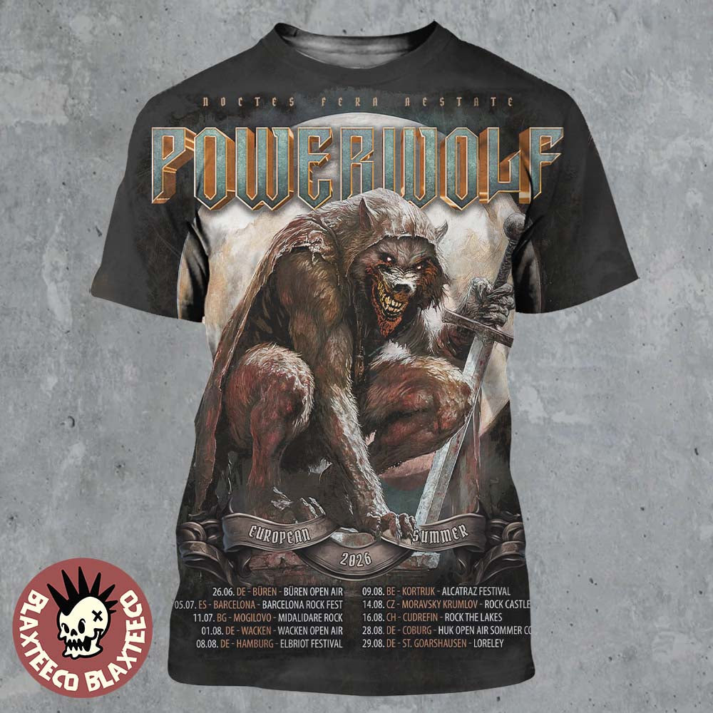 Powerwolf European Summer 2026 Tour Schedule Dates All Over Print Shirt