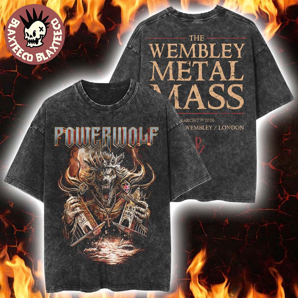 Powerwolf London UK 2026 Tour Merch Tee At OVO Arena Wembley On March 7 2026 The Wembley Metal Mass Wake Up The Wicked Tour Washed Tee