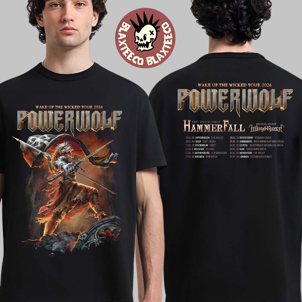 Powerwolf Wake Up The Wicked Tour 2026 Schedule Dates Two Sided T-Shirt