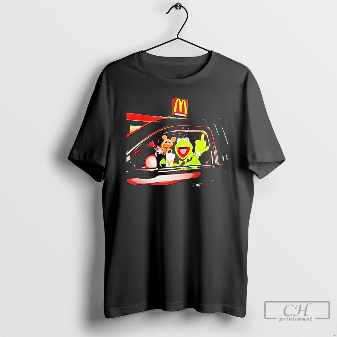 Premium Frog Kermit Middle Finger And Miss Piggy Riding Car At Mcdonalds T Shirts Sweater