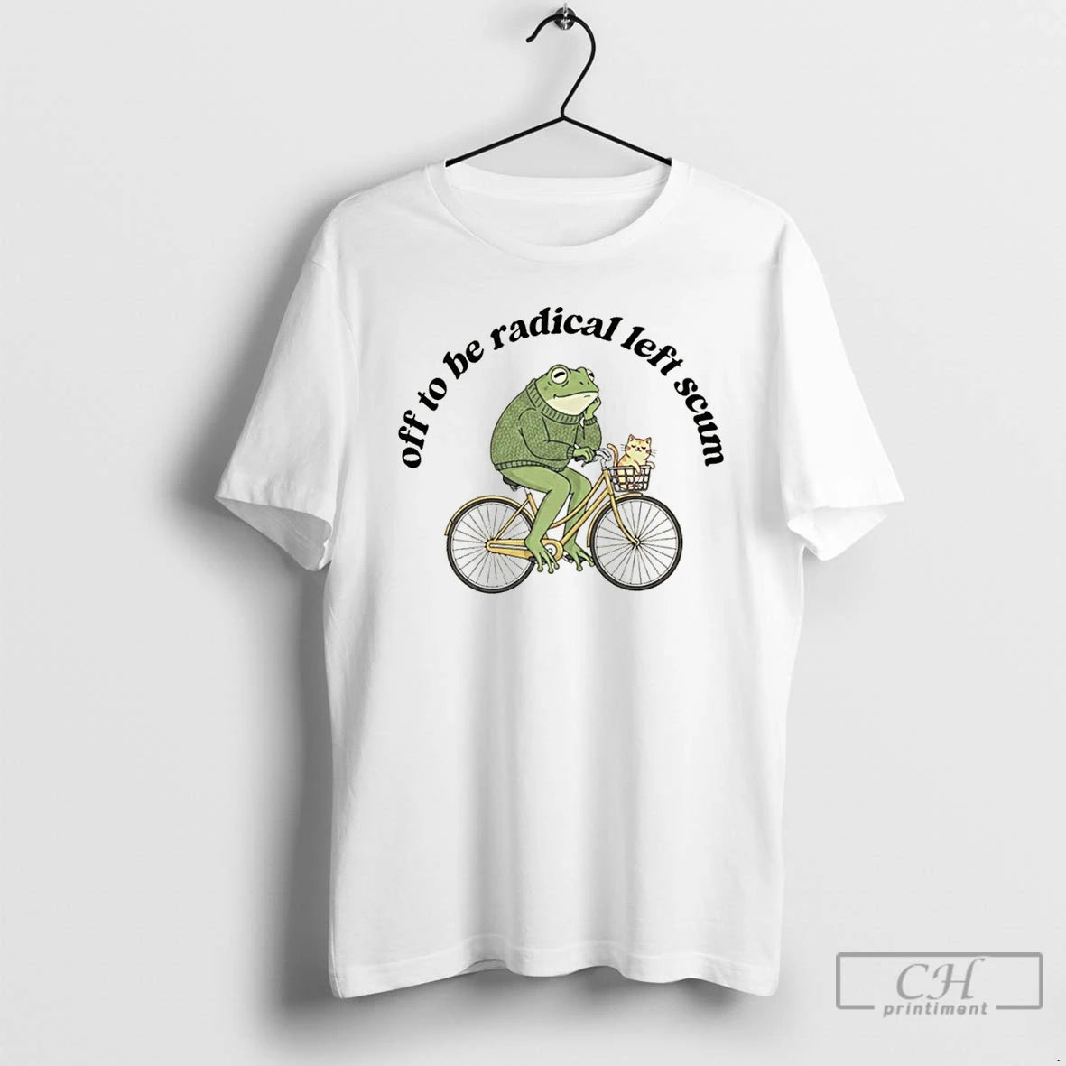 Premium Frog And Cat On Bicycle Resistance Off To Be Radical Left Scum T Shirts