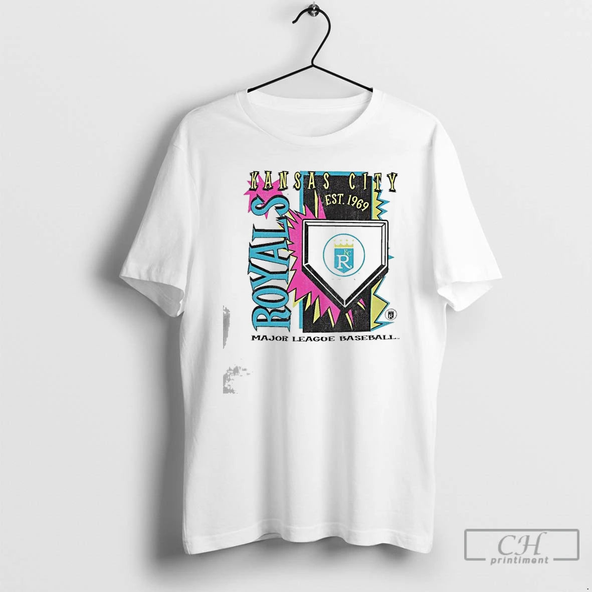 Premium Kansas City Royals Major League Baseball Mitchell Ness Cooperstown Neon Field Shock T Shirts