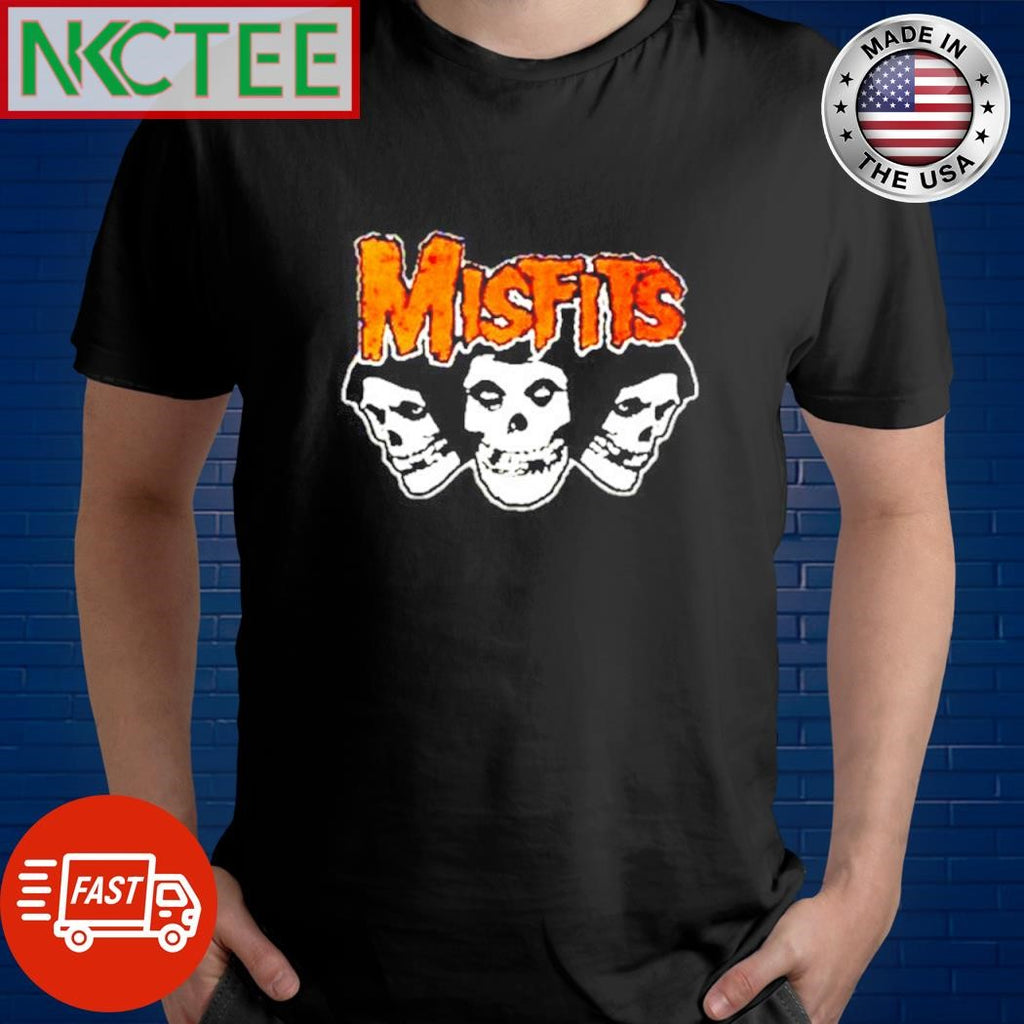 Premium Misfits Band three skull shirt