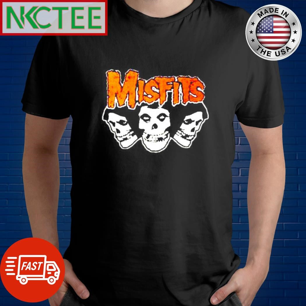 Premium Misfits Band three skull shirt