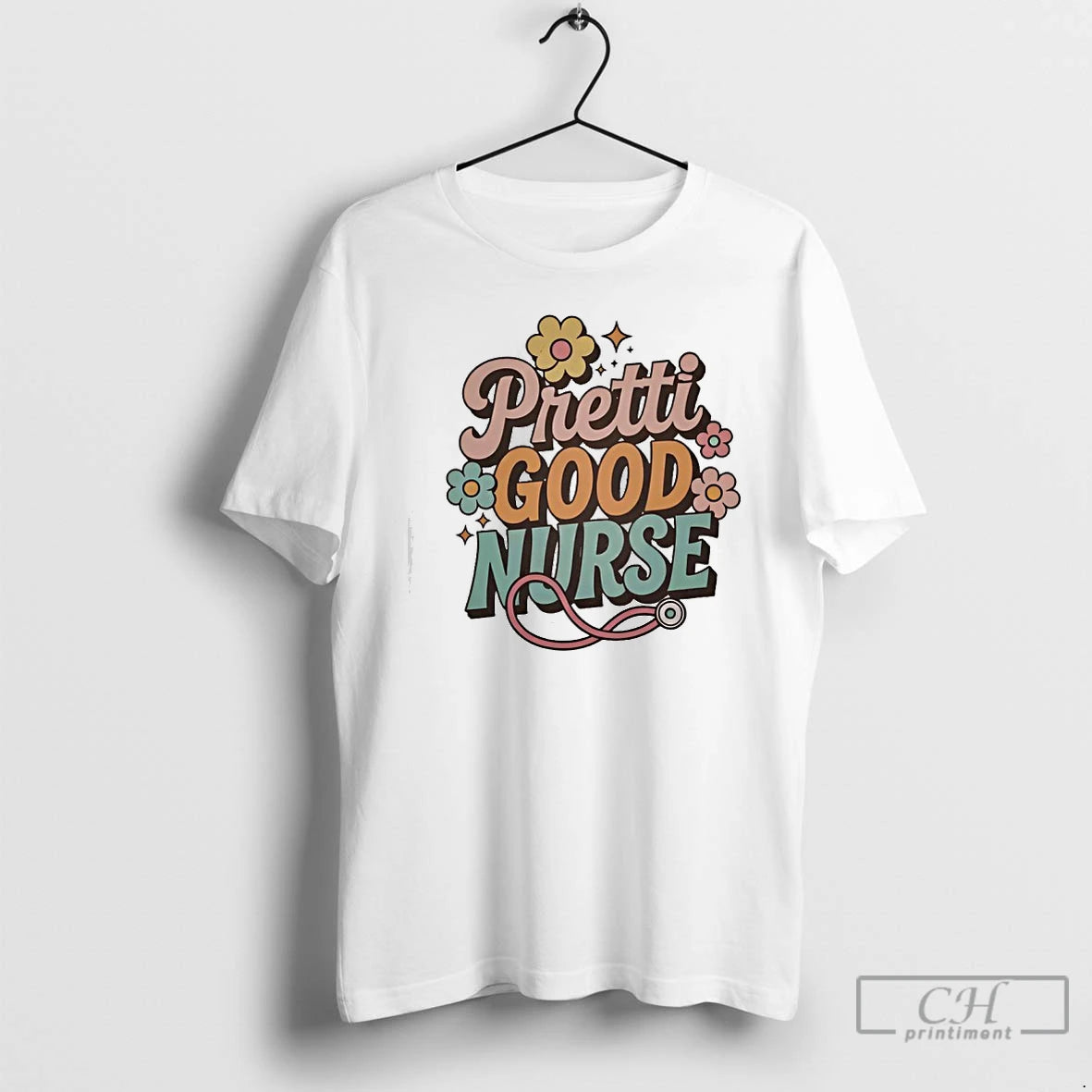 Premium Retro Flower Pretti Good Nurse