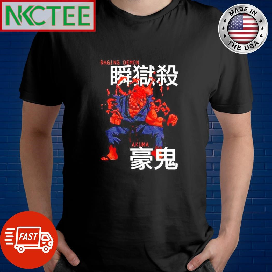 Premium Street Fighter Kanji Gaming Raging Demo Akuma shirt