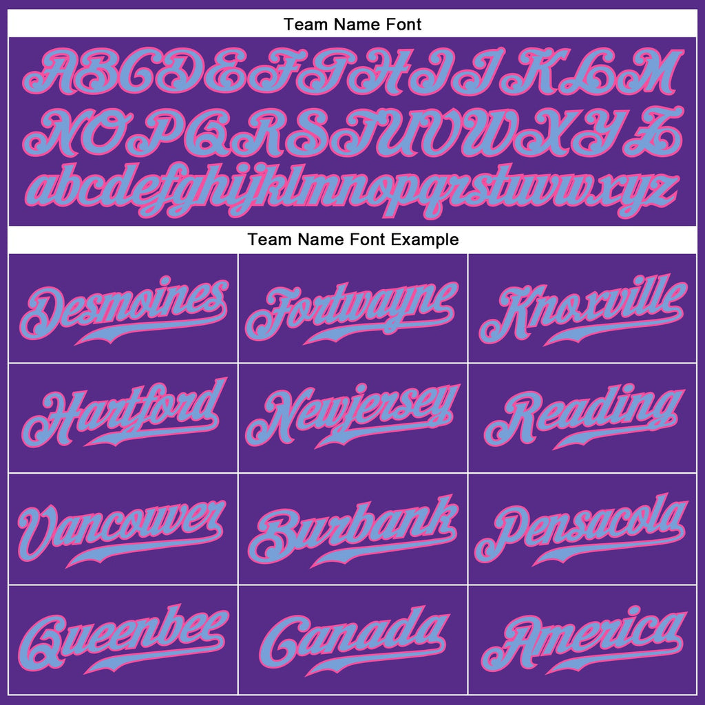 Custom Purple Light Blue-Pink Authentic Sleeveless Baseball Jersey