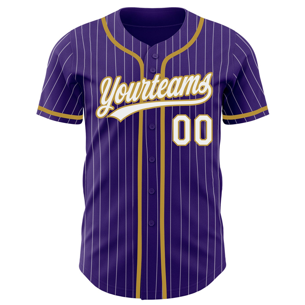 Custom Purple White Pinstripe Old Gold Authentic Baseball Jersey