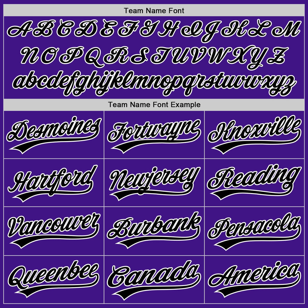 Custom Purple Black-White Authentic Throwback Baseball Jersey