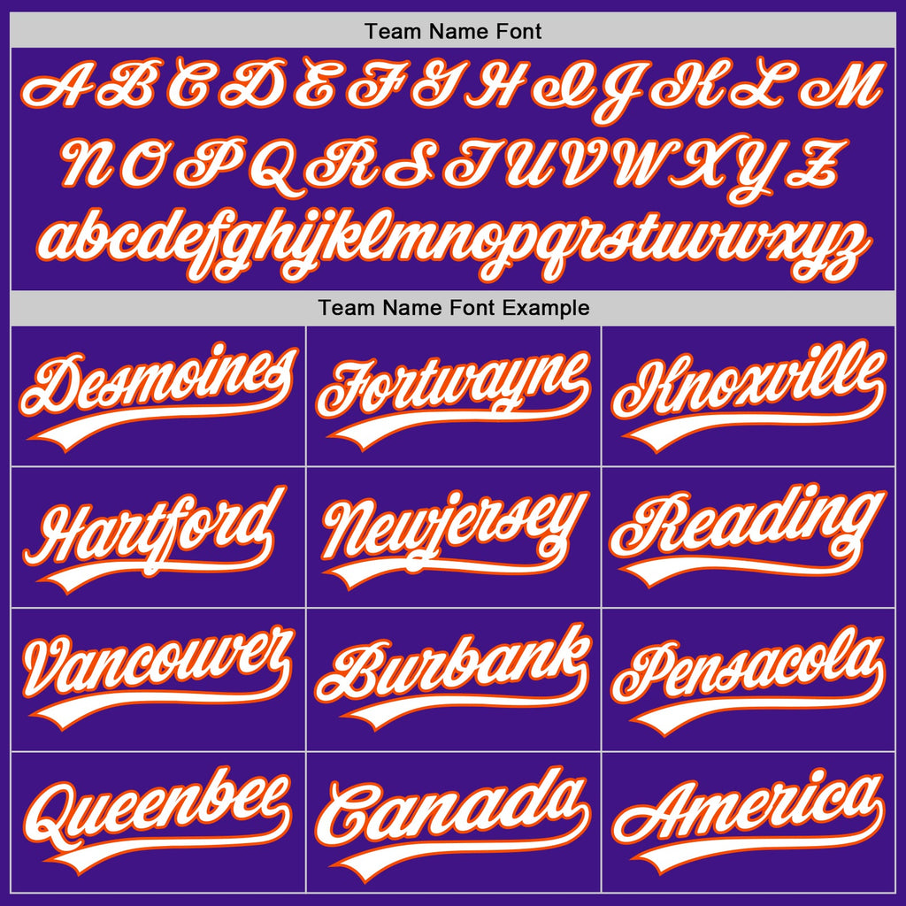 Custom Purple White-Orange Authentic Throwback Baseball Jersey