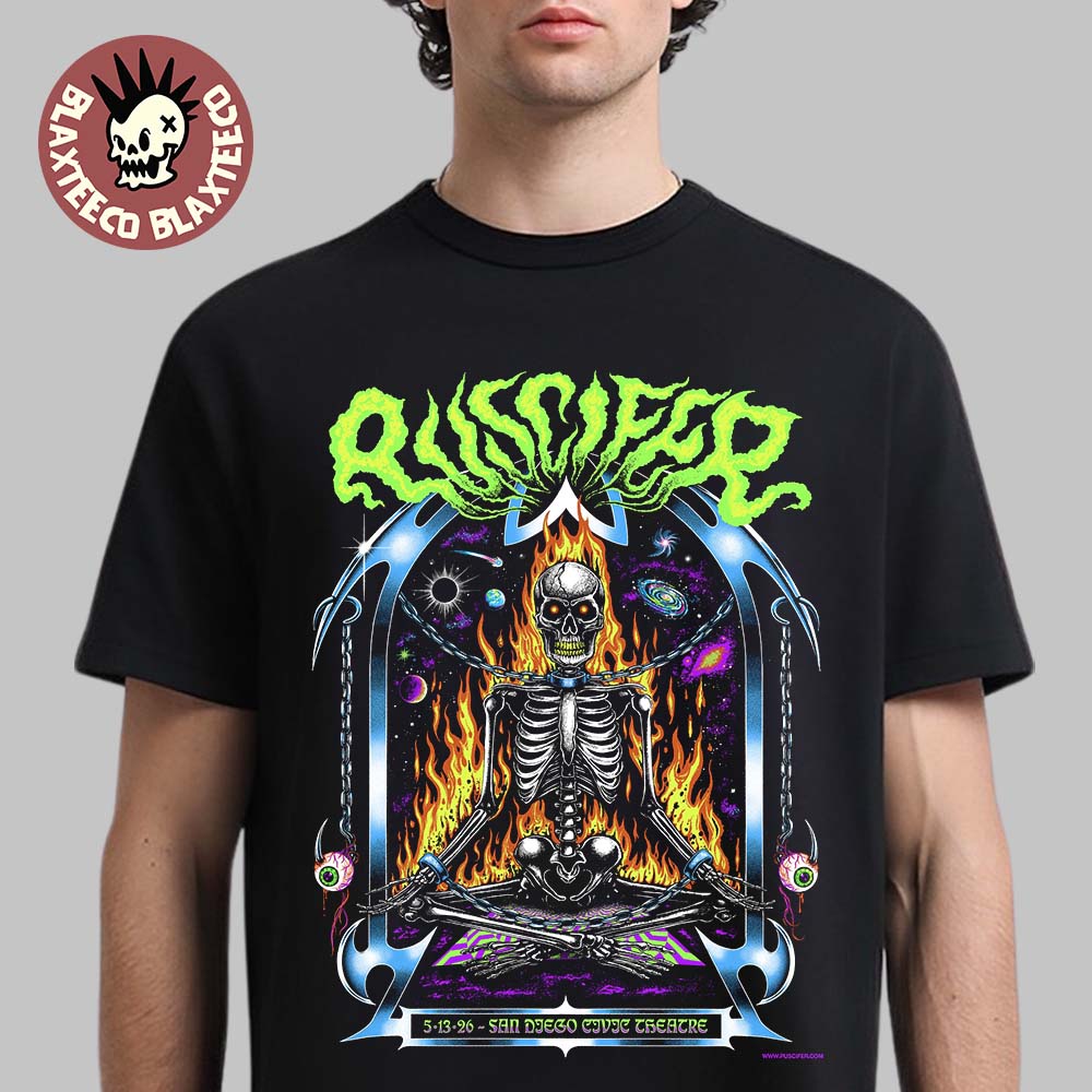 Puscifer San Diego 2026 Gig Poster At San Diego Civic Theatre On May 13 2026 Flaming Skull Art T-Shirt