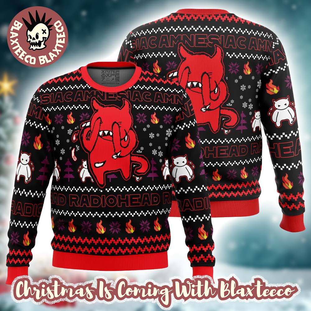 Radiohead Amnesiac Weeping Devil Holiday Knitted Ugly Christmas Sweater