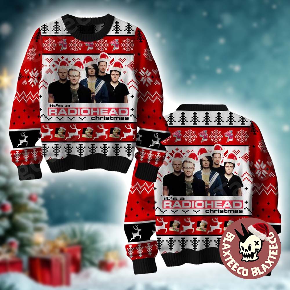 Radiohead It Is A Radiohead Christmas Funny Band Member With Santa Hat Ugly Christmas Sweater