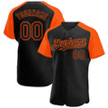 Custom Black Orange Authentic Raglan Sleeves Baseball Jersey