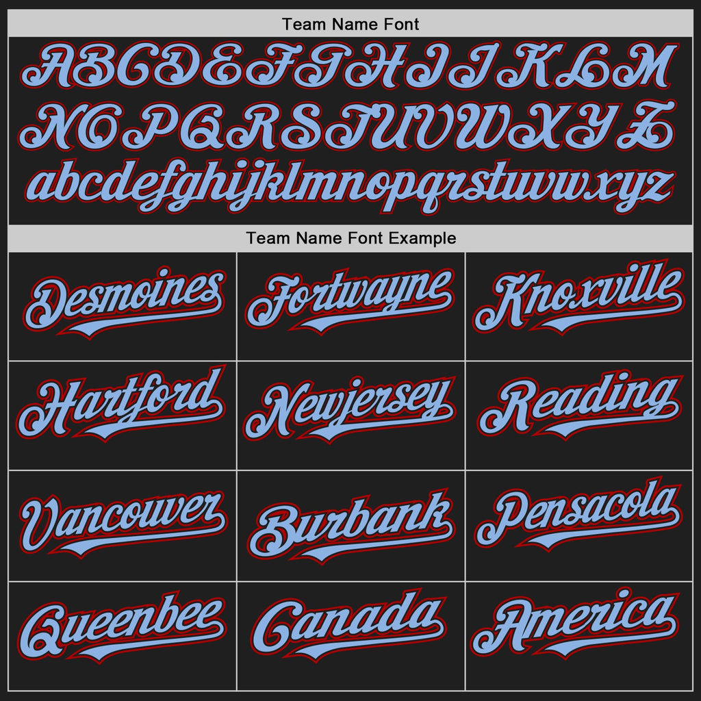Custom Black Light Blue-Red Authentic Raglan Sleeves Baseball Jersey