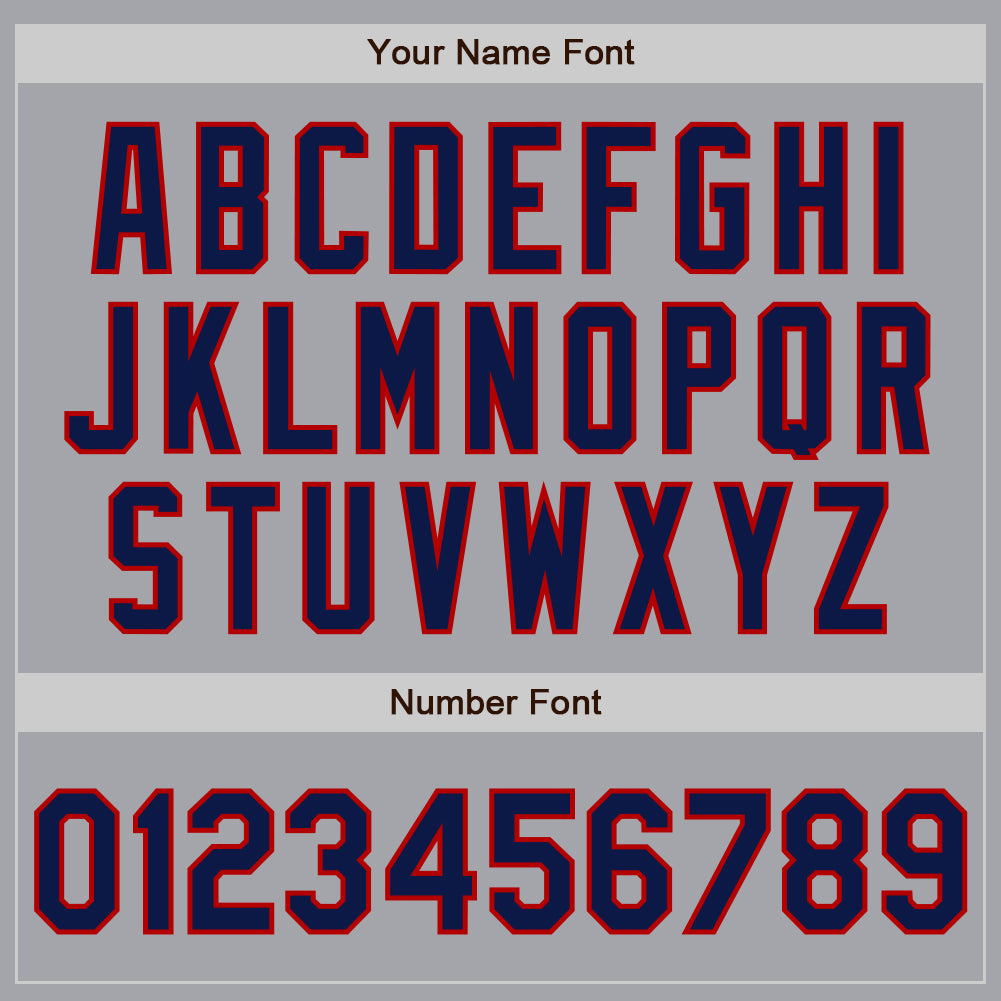 Custom Gray Navy-Red Authentic Raglan Sleeves Baseball Jersey